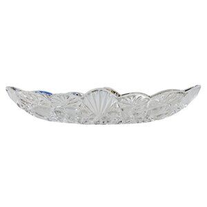 Vintage Clear Cut Crystal Glass Bread Serving Bowl Dish Scalloped Rim